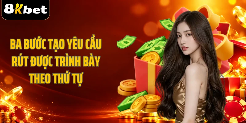 Ba bước tạo yêu cầu rút được trình bày theo thứ tự